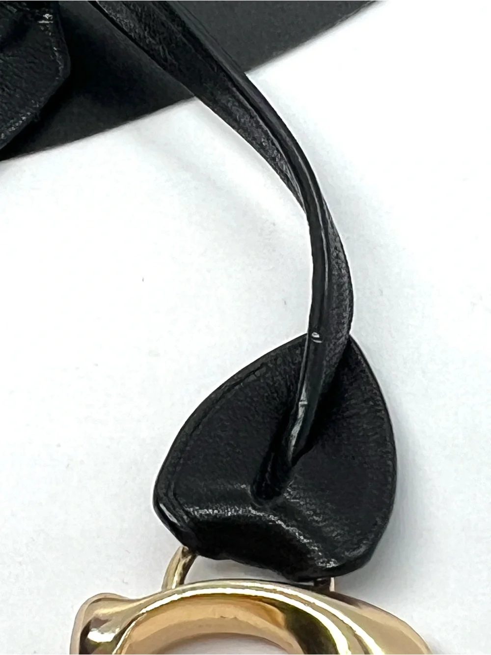 Coach Black Leather Loop Signature C Bag Charm Keychain Gold Tone Hangtag EUC